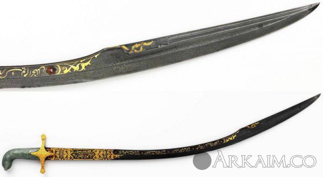 1451974035 5.ottoman kilij 17th damascus steel gold L. 38 In. 96.5 Cm L. Of blade 32 3 In. 83.2 Cm Met museum