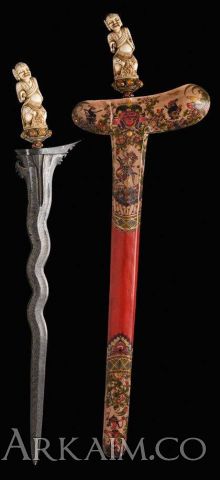 1497458338 5. The caravana collection 20th century malaysia steel silver ivory rubies painted wood. full length 65 5 Cm blade 47 Cm