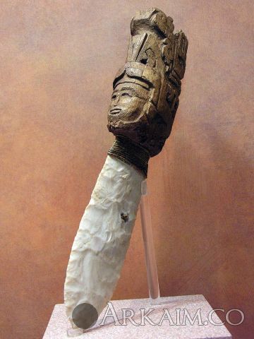 1501390288 1a aztec sacrificial knife with carved wooden handle 5732862709
