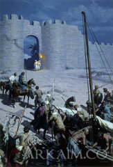 painting shows byzantine soldiers sneaking into walled city Of nicaea