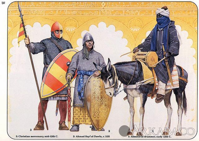 spanish muslim nobleman A spanish christian mercenary And african muslim drummer Of The 12th century almoravid dynasty