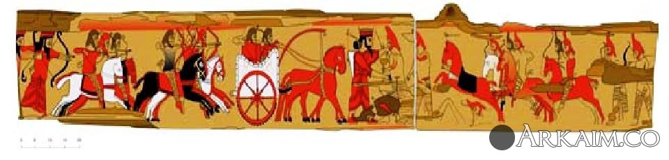 Painted wooden beam Munich 1. Reconstruction of the paintings.JPG